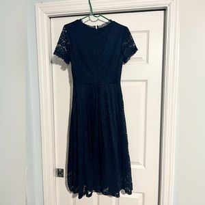 Navy Women’s Short Sleeve Lace Cocktail Dress